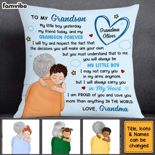 Personalized Birthday Gift For Grandson To My Grandson My Little Boy Hugging Pillow