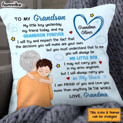 Personalized Birthday Gift For Grandson To My Grandson My Little Boy Hugging Pillow