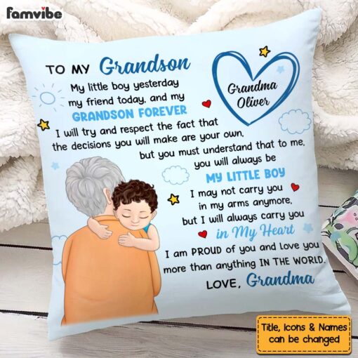 Personalized Birthday Gift For Grandson To My Grandson My Little Boy Hugging Pillow