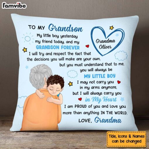 Personalized Birthday Gift For Grandson To My Grandson My Little Boy Hugging Pillow