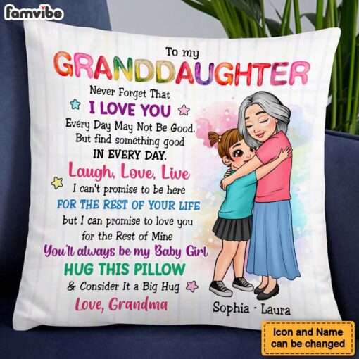 Personalized Birthday Gifts For Granddaughter Live Love Laugh Pillow