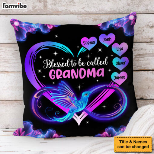 Personalized Blessed to Be Called Nana Grandma Gift Pillow