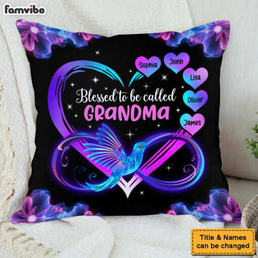 Personalized Blessed to Be Called Nana Grandma Gift Pillow