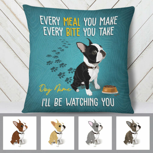 Personalized Boston Terrier Dog Watching Pillow