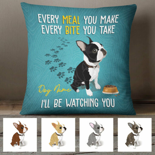 Personalized Boston Terrier Dog Watching Pillow