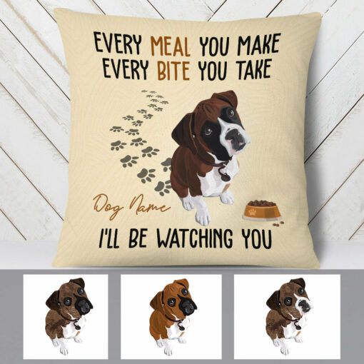 Personalized Boxer Dog Watching Pillow