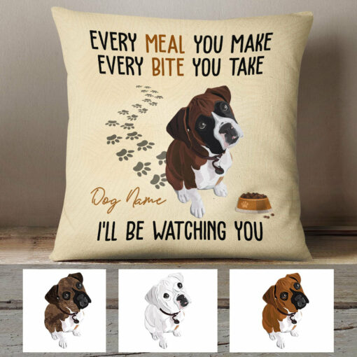 Personalized Boxer Dog Watching Pillow