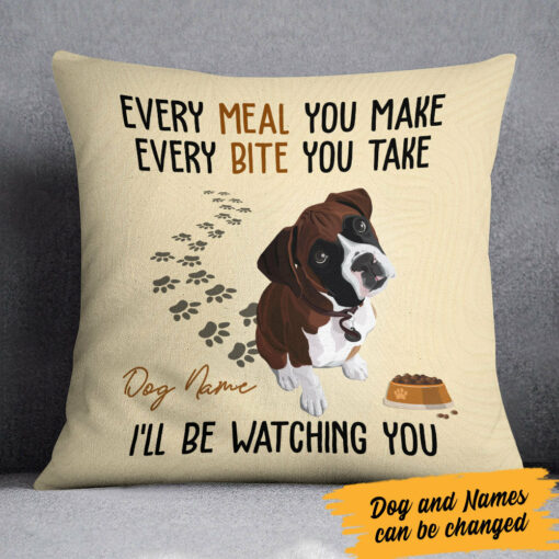 Personalized Boxer Dog Watching Pillow