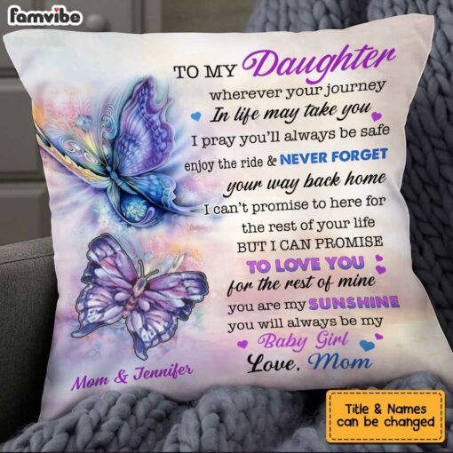 Personalized Butterfly Daughter Pillow