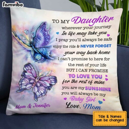 Personalized Butterfly Daughter Pillow