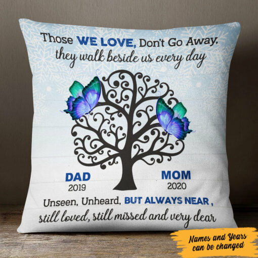 Personalized Butterfly Memorial Mom Dad Pillow