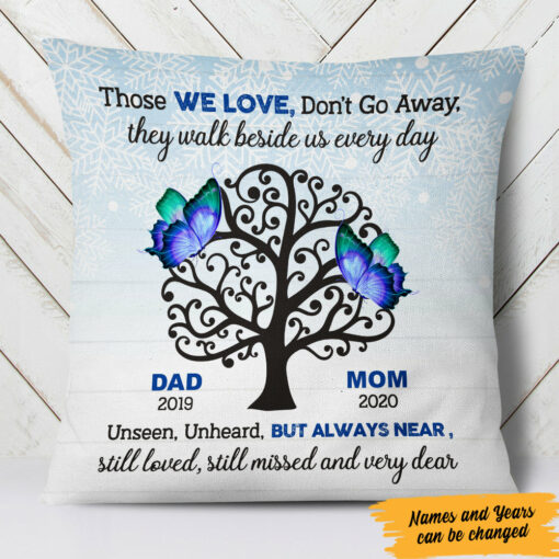 Personalized Butterfly Memorial Mom Dad Pillow