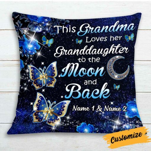 Personalized Butterfly Mom Grandma Granddaughter Grandson Pillow