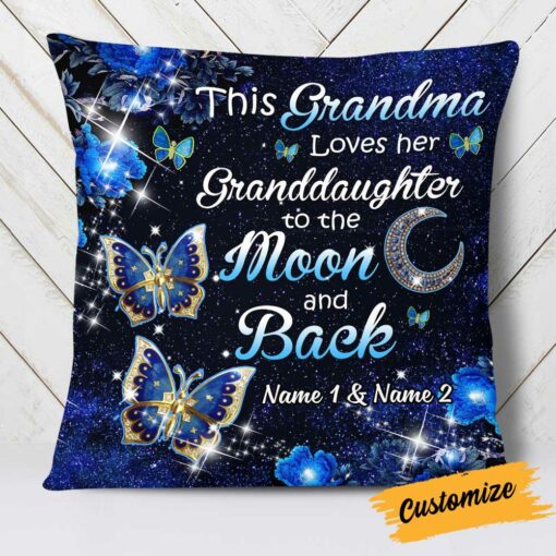 Personalized Butterfly Mom Grandma Granddaughter Grandson Pillow