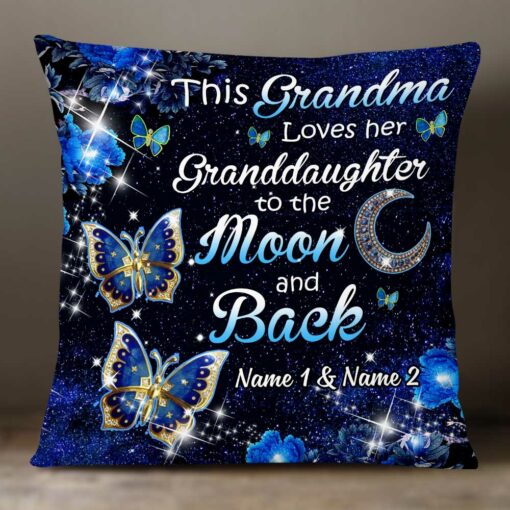 Personalized Butterfly Mom Grandma Granddaughter Grandson Pillow