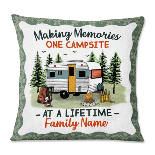 Personalized Camping Family Pillow