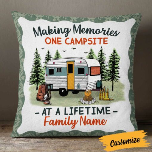 Personalized Camping Family Pillow