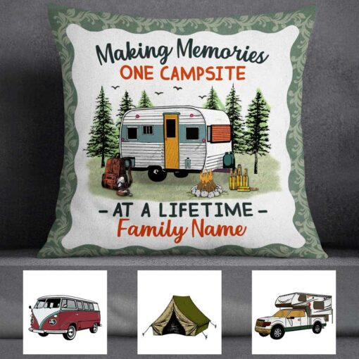 Personalized Camping Family Pillow