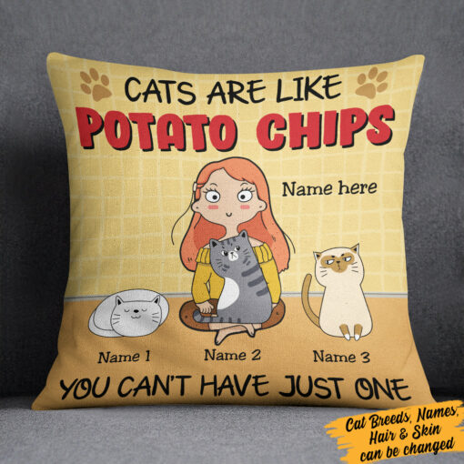 Personalized Cat Around Girl Pillow