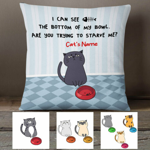 Personalized Cat Bottom Of My Bowl Pillow