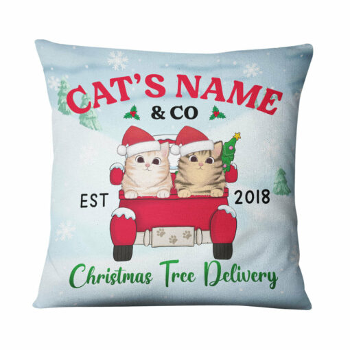 Personalized Cat Christmas Co Pillow