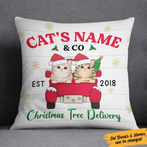 Personalized Cat Christmas Co Pillow