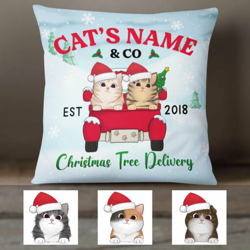 Personalized Cat Christmas Co Pillow