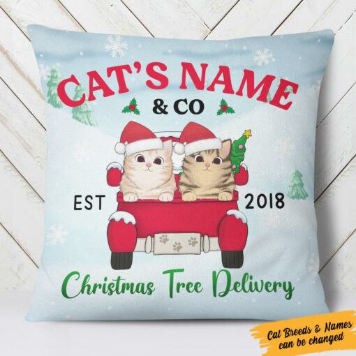 Personalized Cat Christmas Co Pillow