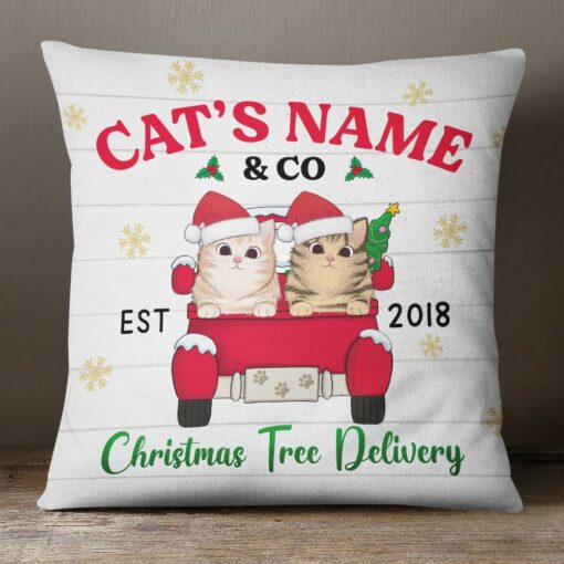 Personalized Cat Christmas Co Pillow