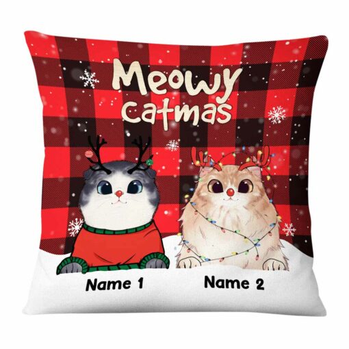 Personalized Cat Christmas Pillow