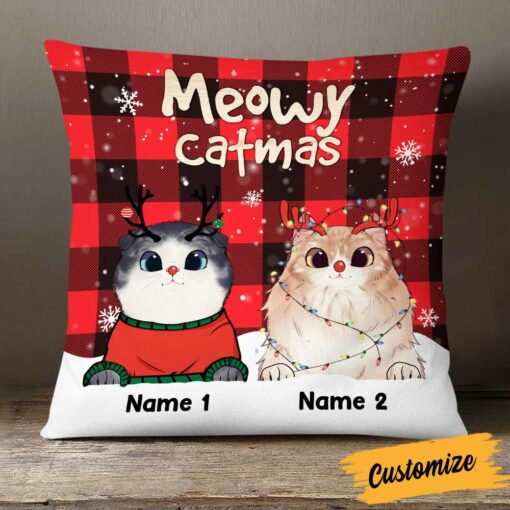 Personalized Cat Christmas Pillow