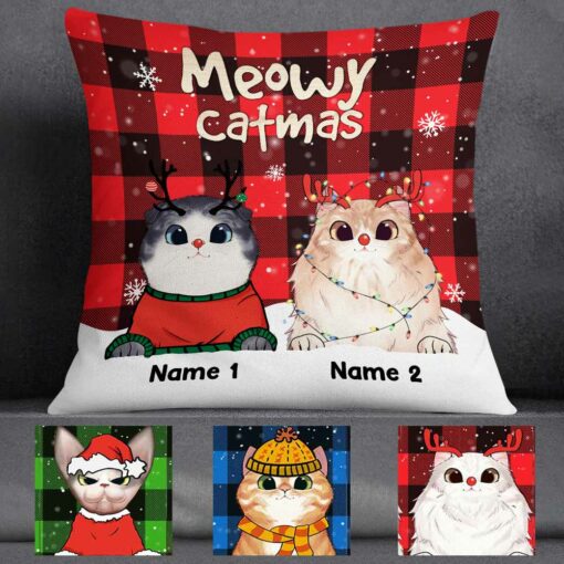 Personalized Cat Christmas Pillow