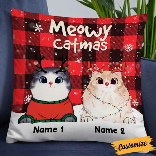 Personalized Cat Christmas Pillow