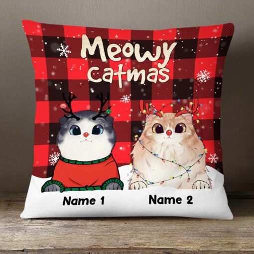 Personalized Cat Christmas Pillow