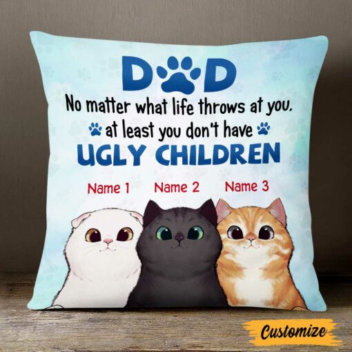 Personalized Cat Dad Beautiful Children Pillow