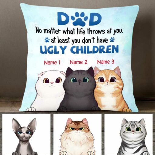 Personalized Cat Dad Beautiful Children Pillow