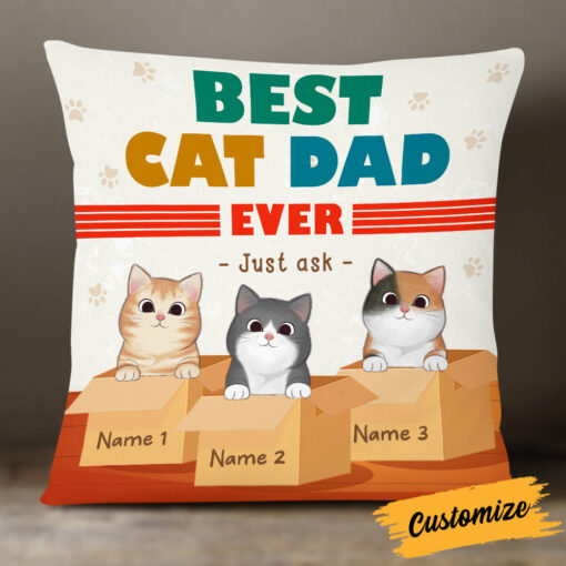 Personalized Cat Dad Just Ask Pillow