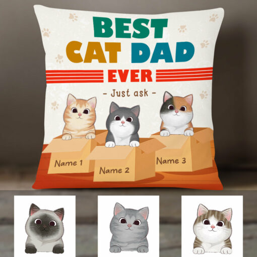 Personalized Cat Dad Just Ask Pillow