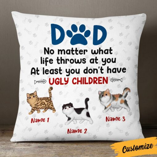 Personalized Cat Dad Pillow