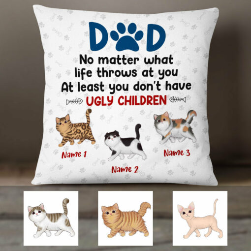 Personalized Cat Dad Pillow