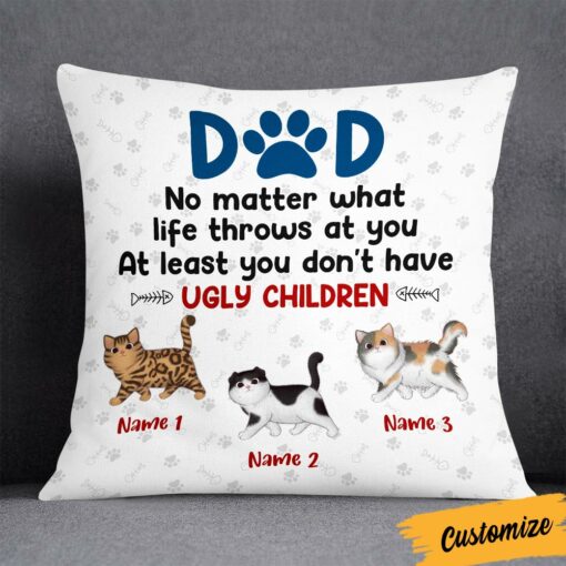 Personalized Cat Dad Pillow