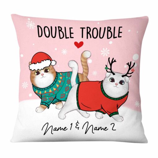 Personalized Cat Double Trouble Pillow