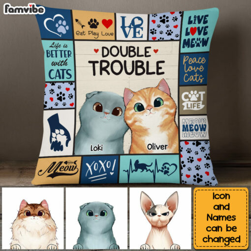 Personalized Cat Double Trouble Pillow 23147_2994