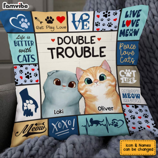 Personalized Cat Double Trouble Pillow 23147_2994