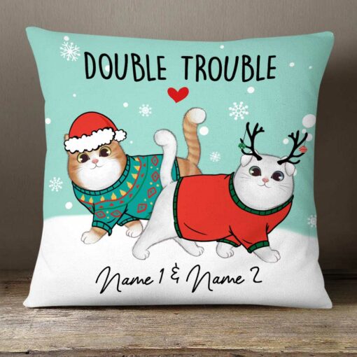 Personalized Cat Double Trouble Pillow