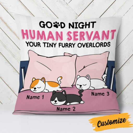 Personalized Cat Good Night Human Pillow