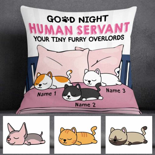 Personalized Cat Good Night Human Pillow