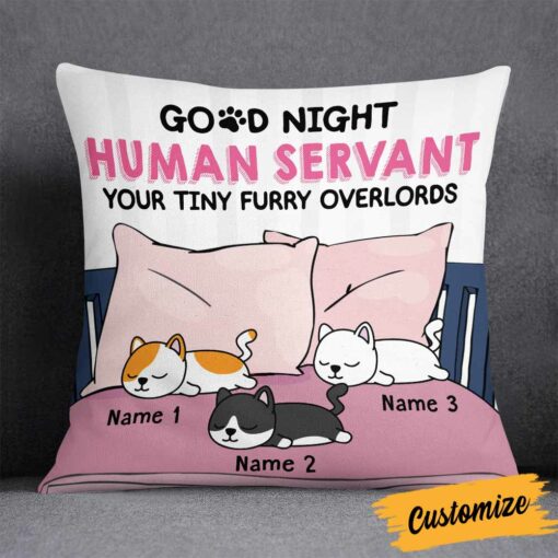 Personalized Cat Good Night Human Pillow