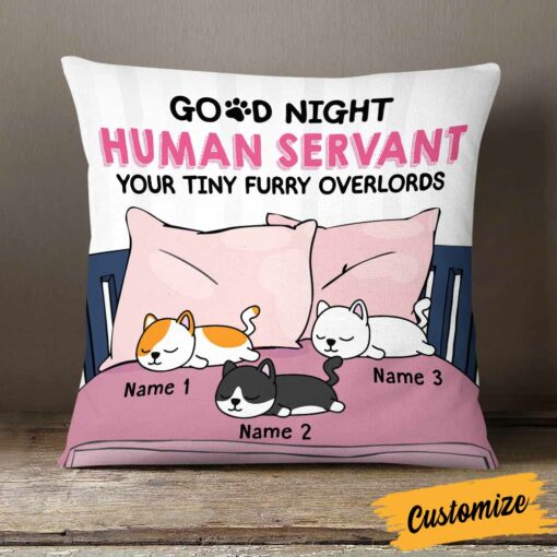 Personalized Cat Good Night Human Pillow