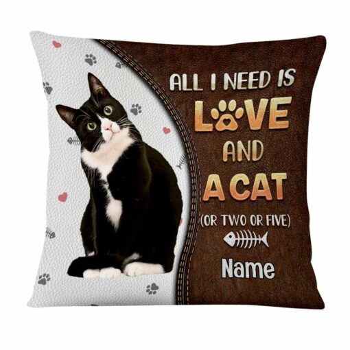 Personalized Cat Is All I Need Photo Pillow